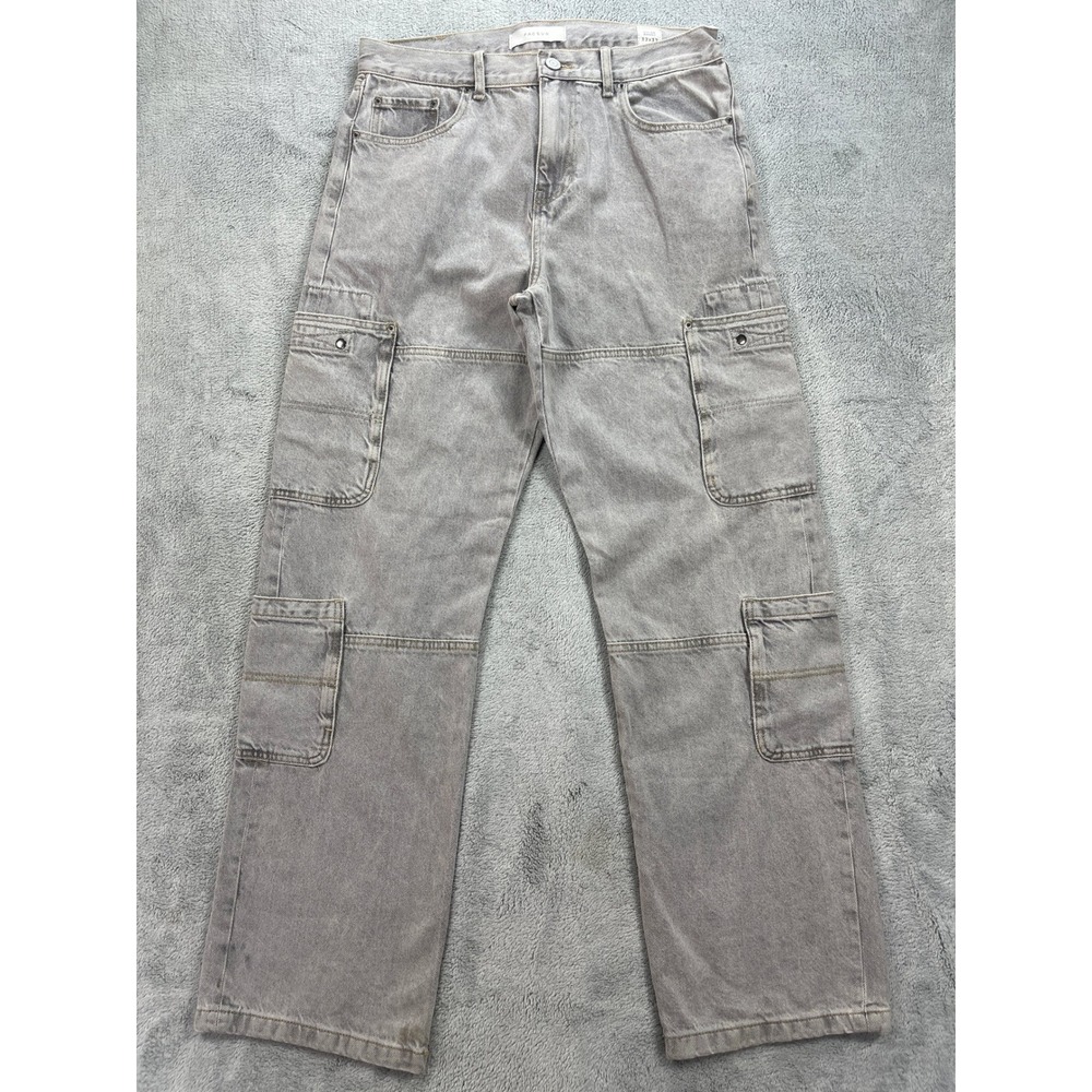 PacSun Cargo Pants Men 32x32 Grey Dylan Baggy Denim Jeans Utility Multi-Pocket